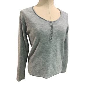 Small BluIvy Womens Gray Henley Style Sweater Lightweight